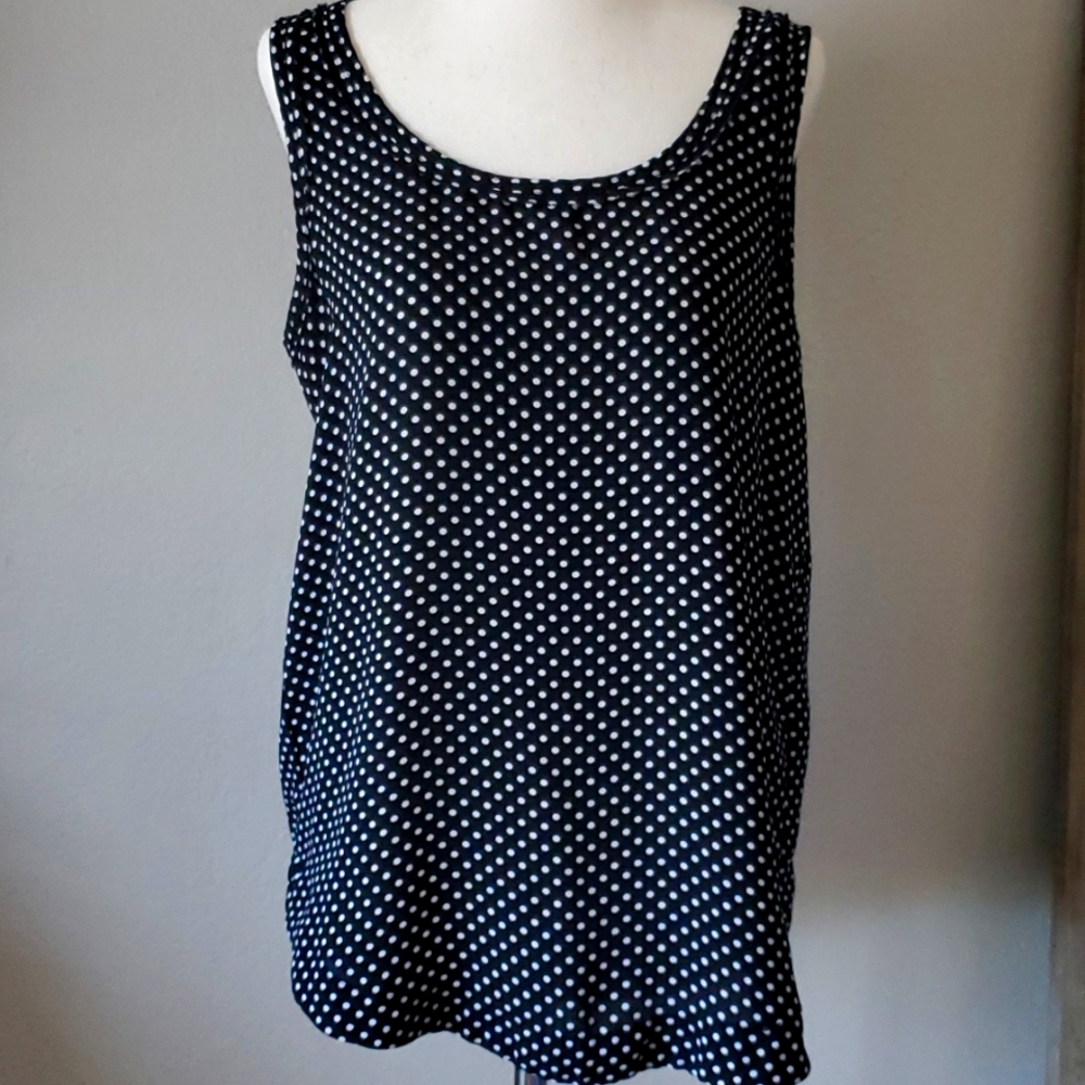 Sleeveless black polka dot summer blouse